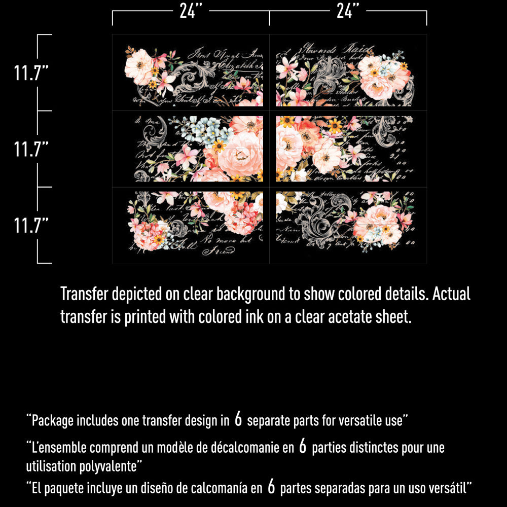 ROSE CELEBRATION Redesign Transfer (111.7cm x 76.2cm) - Rustic Farmhouse Charm