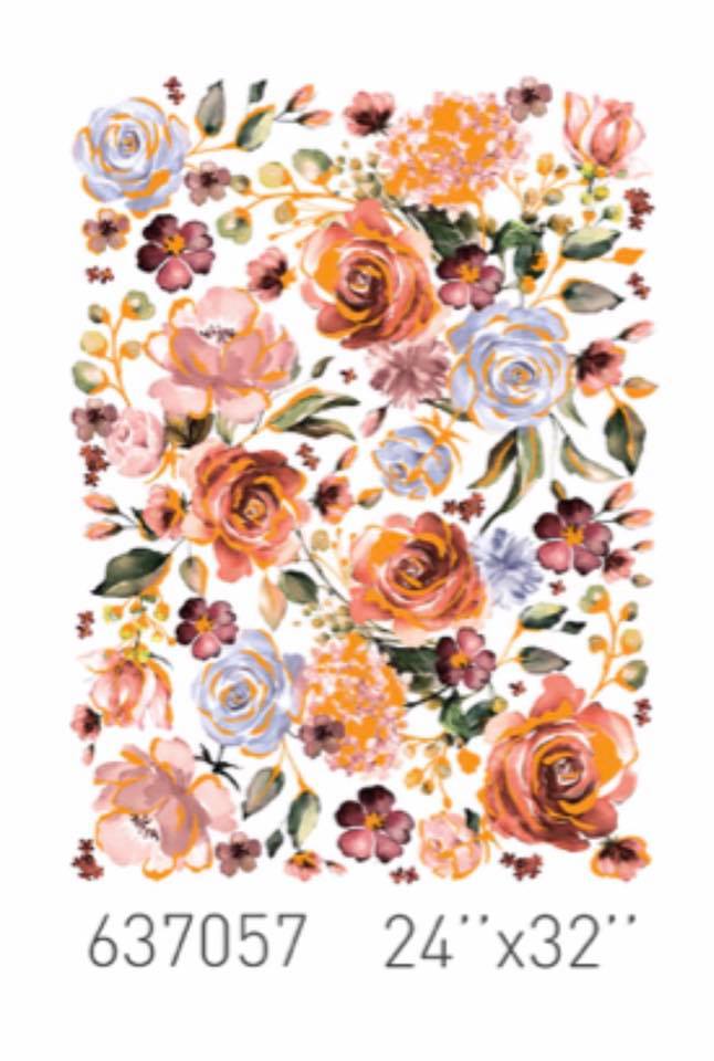 ROSE & ROUGE (part gold) Redesign Transfer (81.3cm x 61cm) - Rustic Farmhouse Charm