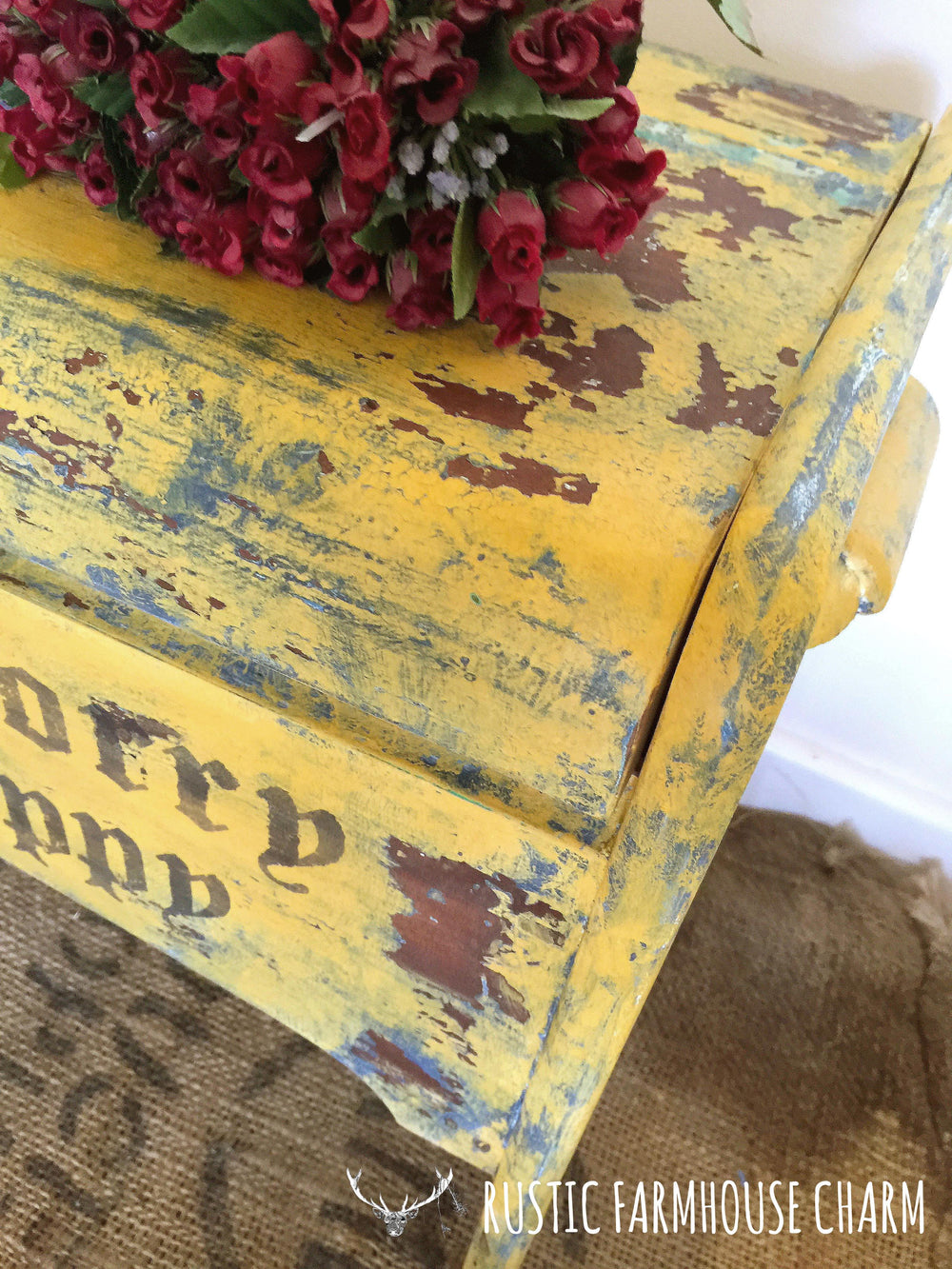 Cheery Chippy Jarrah Storage Stool - Rustic Farmhouse Charm