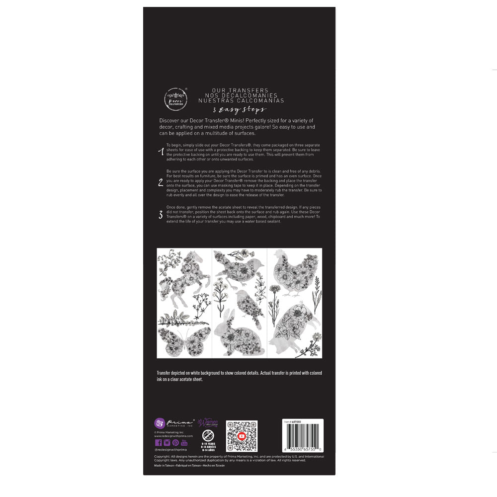NEW! SCRIBBLED ANIMALS Redesign Transfer (3 sheets, each 15.24cm x 30.48cm) - Rustic Farmhouse Charm