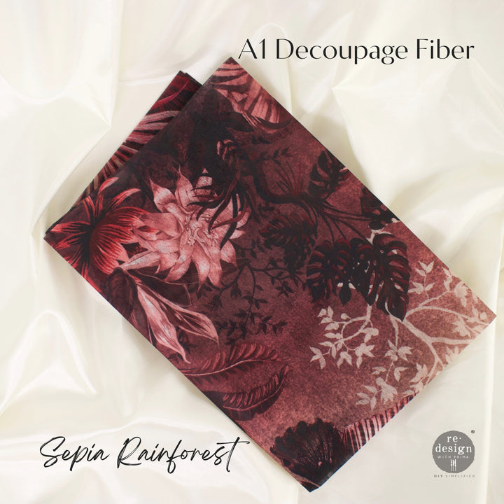 NEW! SEPIA RAINFOREST Redesign A1 Decoupage Fibre Paper (59.44cm x 84.07cm) - Rustic Farmhouse Charm