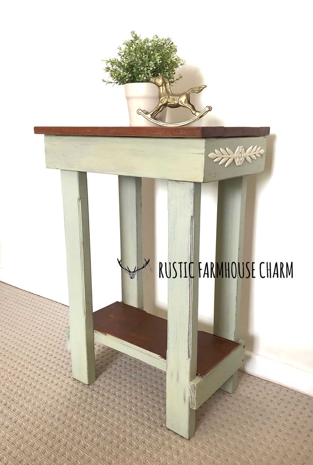 Small Farmhouse Side Table - Rustic Farmhouse Charm