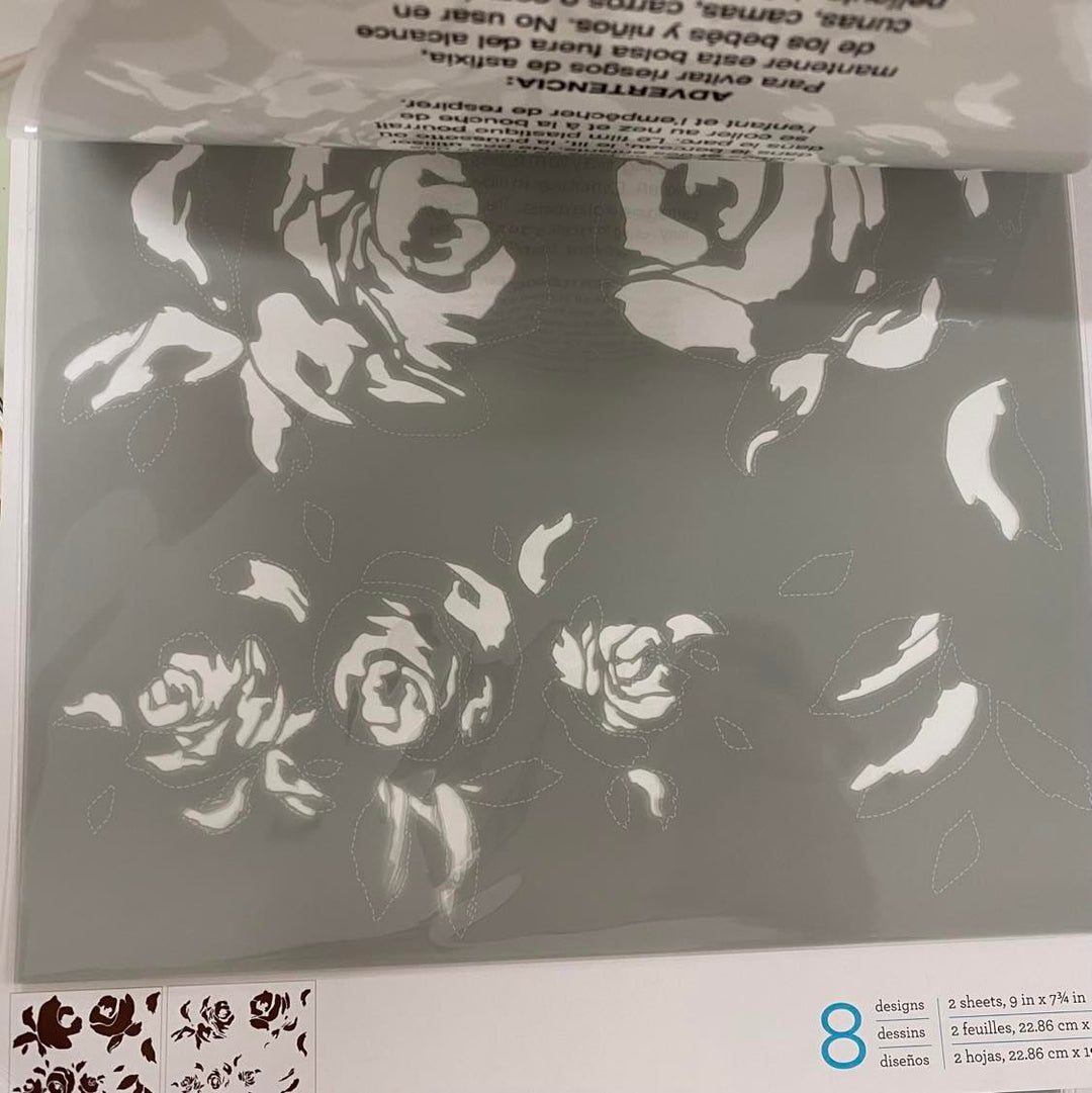 BIG BLOOMS Martha Stewart Adhesive Laser-Cut Layering Stencil Set (22.86cm x 19.68cm) - Rustic Farmhouse Charm