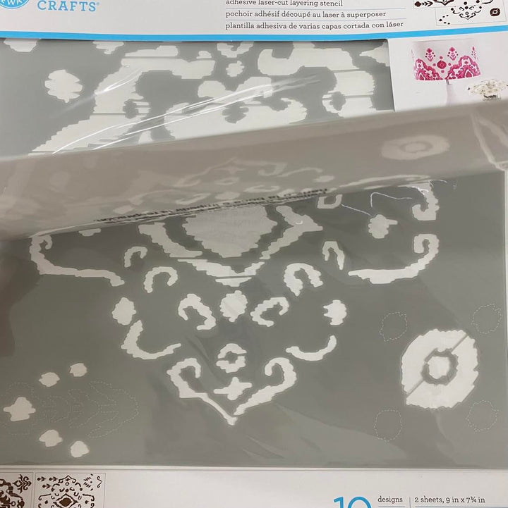 IKAT Martha Stewart Adhesive Laser-Cut Layering Stencil Set (22.86cm x 19.68cm) - Rustic Farmhouse Charm