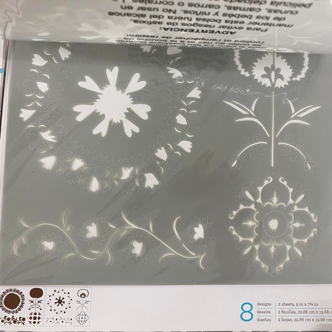 MODERN SUZANI Martha Stewart Adhesive Laser-Cut Layering Stencil Set (22.86cm x 19.68cm) - Rustic Farmhouse Charm