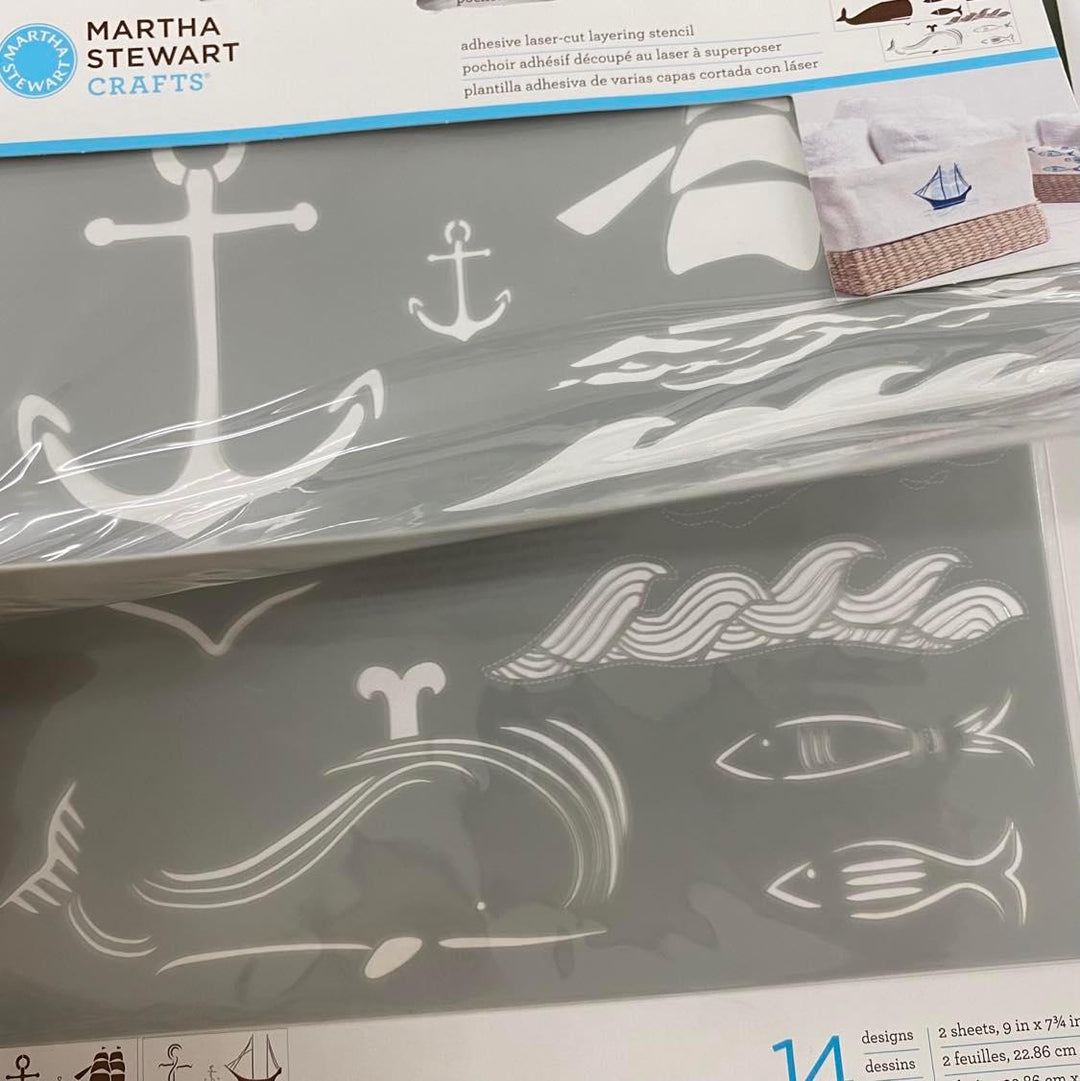 NAUTICAL Martha Stewart Adhesive Laser-Cut Layering Stencil Set (22.86cm x 19.68cm) - Rustic Farmhouse Charm