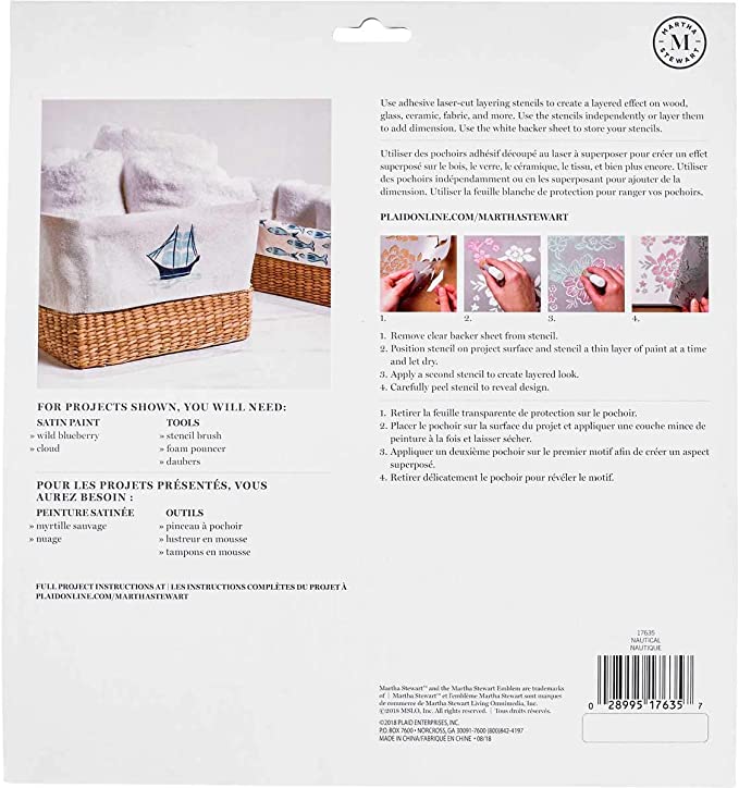 NAUTICAL Martha Stewart Adhesive Laser-Cut Layering Stencil Set (22.86cm x 19.68cm) - Rustic Farmhouse Charm