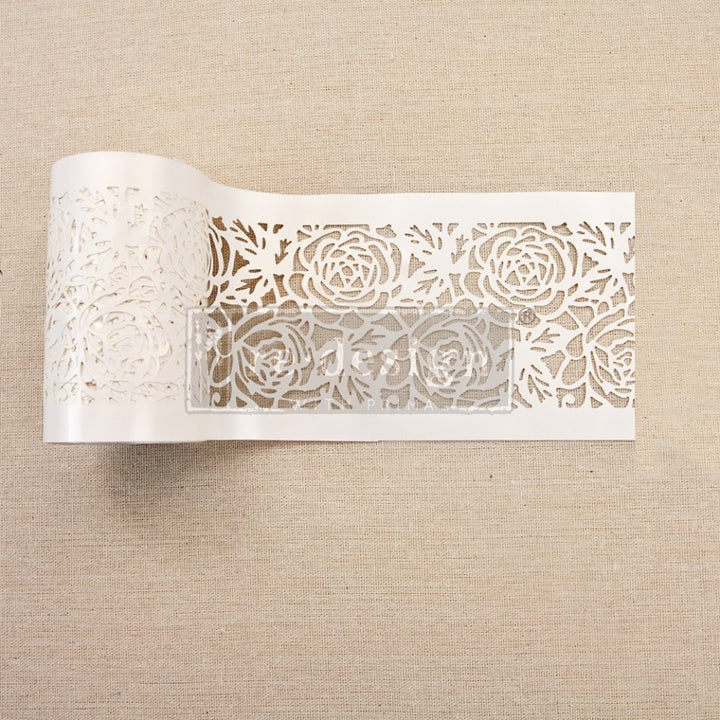 Redesign Stick & Style Stencil Roll - Tea Rose Garden 4" x 15 yds (13.716m) - Rustic Farmhouse Charm