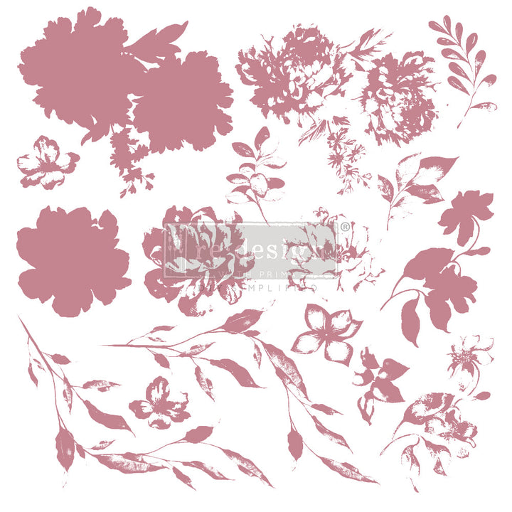 SWEET BLOSSOMS Redesign Décor Stamp 12"x12" - Rustic Farmhouse Charm