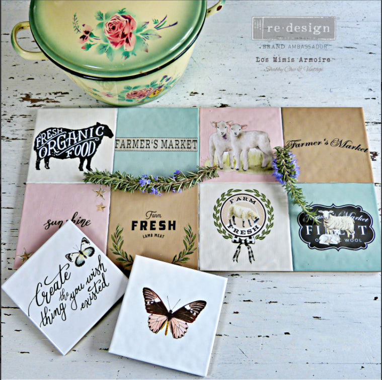 SWEET LAMB Redesign Transfer (3 sheets, each 15.24cm x 30.48cm) - Rustic Farmhouse Charm