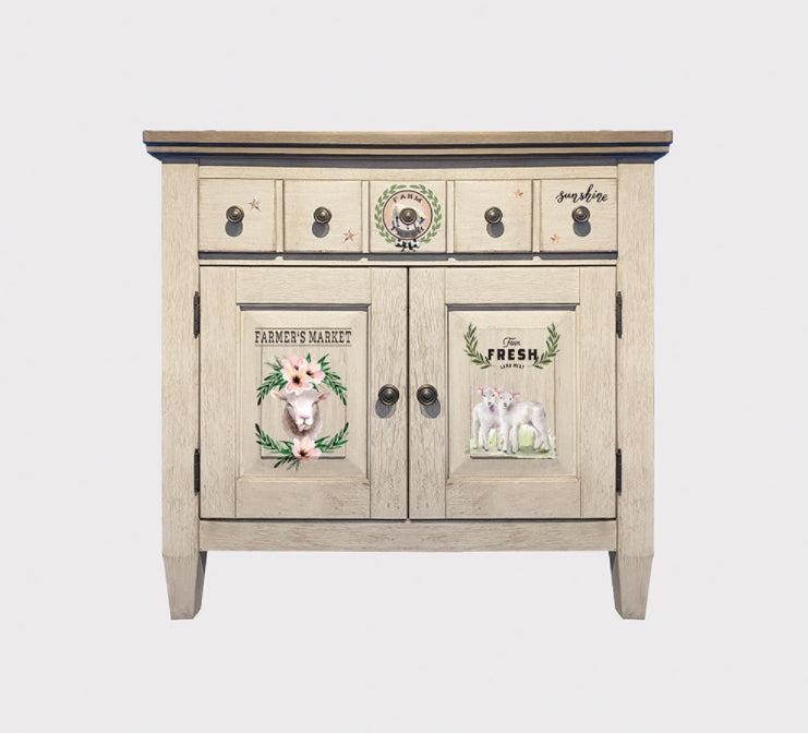 SWEET LAMB Redesign Transfer (3 sheets, each 15.24cm x 30.48cm) - Rustic Farmhouse Charm