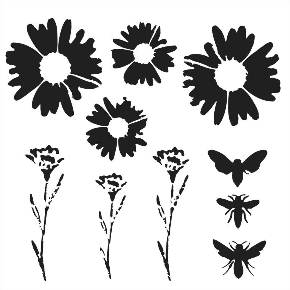 DAILY BUZZ Stencil by The Crafters Workshop (6"x6") - Rustic Farmhouse Charm