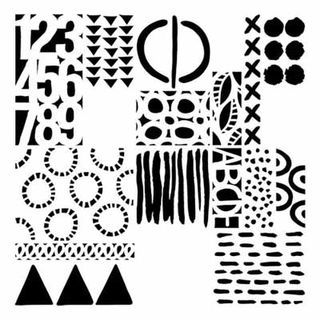 GEOMETRIC ART LAYERS Stencil by The Crafters Workshop (12"x12") - Rustic Farmhouse Charm