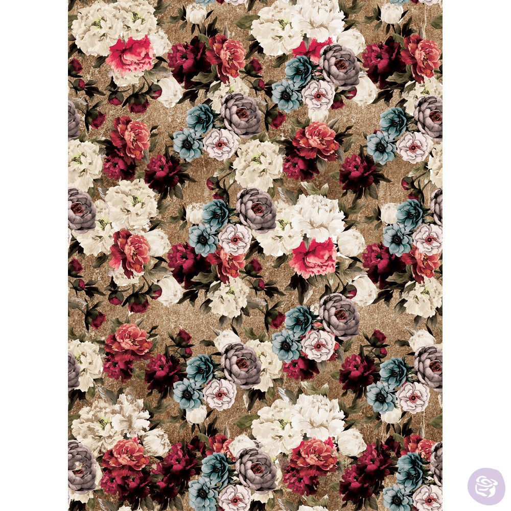 TEA ROSE GARDEN Redesign Transfer (76.2cm x 55.9cm) - Rustic Farmhouse Charm