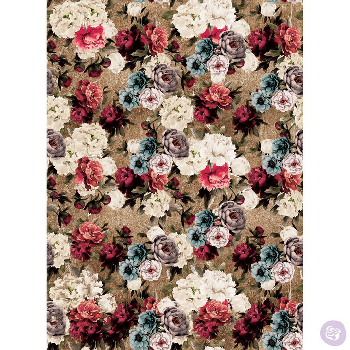 TEA ROSE GARDEN Redesign Transfer (76.2cm x 55.9cm) - Rustic Farmhouse Charm