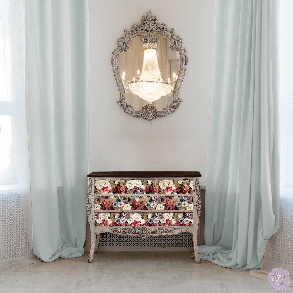 TEA ROSE GARDEN Redesign Transfer (76.2cm x 55.9cm) - Rustic Farmhouse Charm