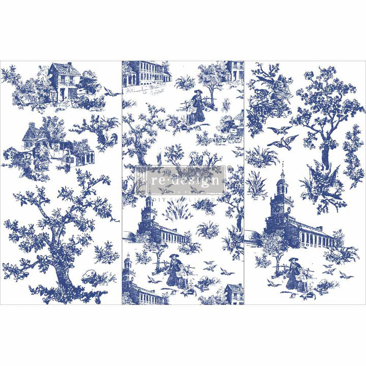 TOILE Redesign Transfer (3 sheets, each 15.24cm x 30.48cm) - Rustic Farmhouse Charm