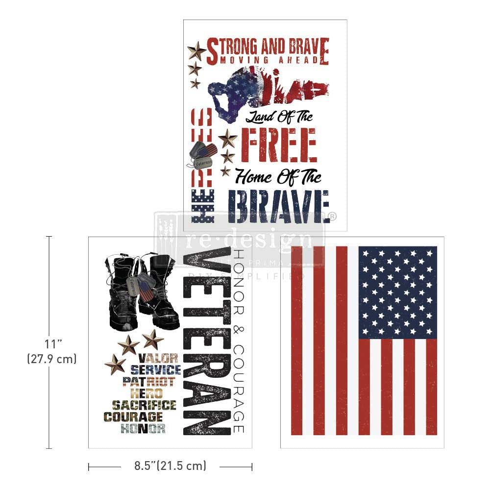 NEW! VETERAN Redesign Middy Transfer (3 sheets, each 21.59cm x 27.94cm) - Rustic Farmhouse Charm