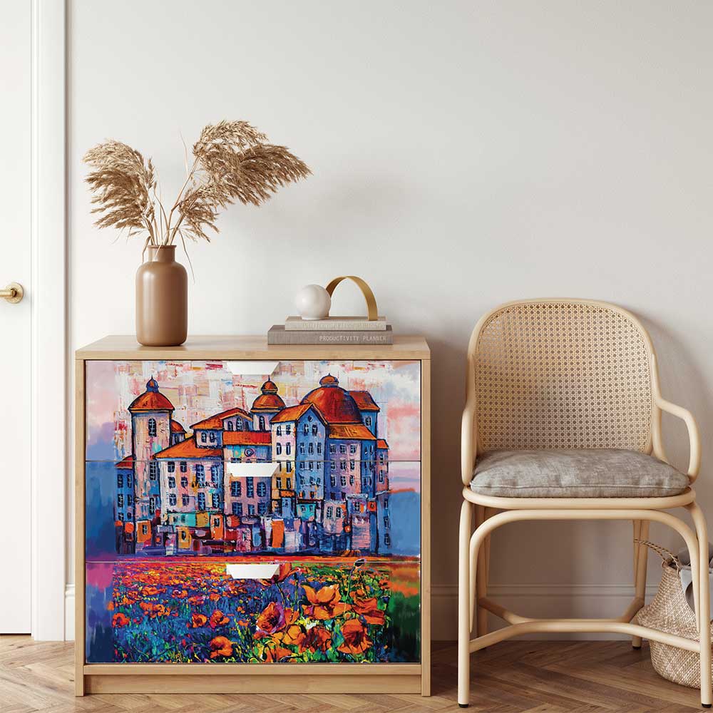 NEW! VILLAGE IN COLOUR Redesign A1 Decoupage Fibre Paper (59.44cm x 84.07cm) - Rustic Farmhouse Charm