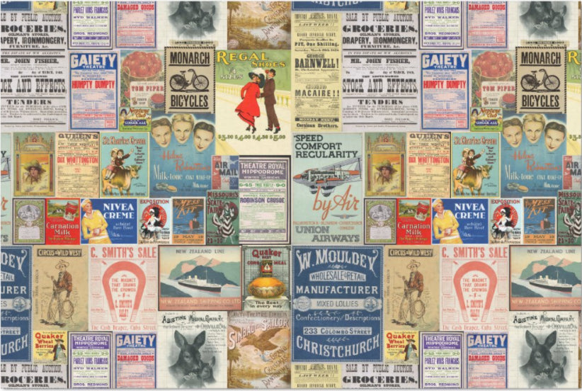 Decoupage Tissue Paper - Vintage Ads Landscape (50.8cm x 76.2cm) - Rustic Farmhouse Charm