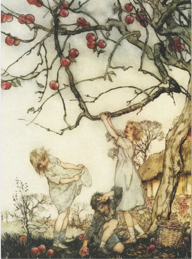 Decoupage Tissue Paper - Vintage Children Picking Apples (43.18cm x 58.42cm) - Rustic Farmhouse Charm