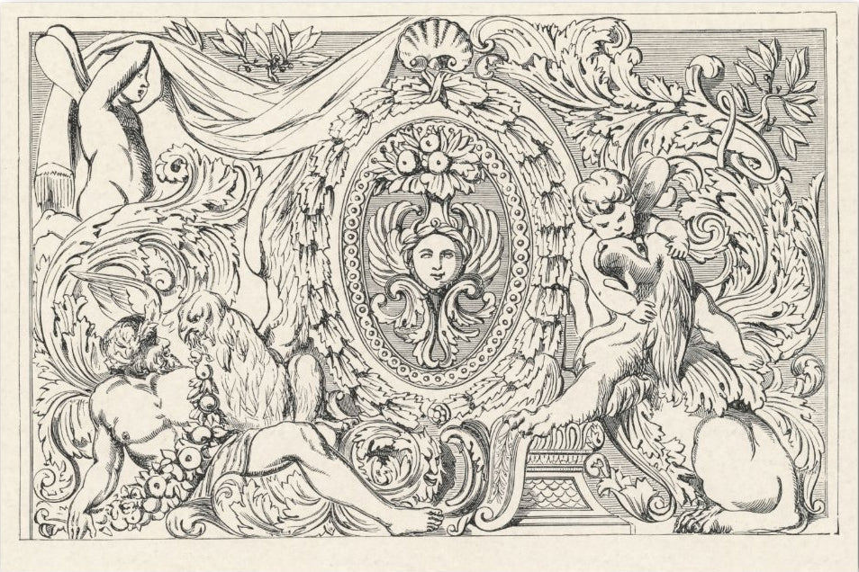 Decoupage Tissue Paper - Antique Carved Illustration II (25.4cm x 38.1cm) - Rustic Farmhouse Charm