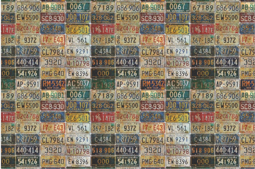 Decoupage Tissue Paper - Vintage Licence Plates (50.8cm x 76.2cm) - Rustic Farmhouse Charm