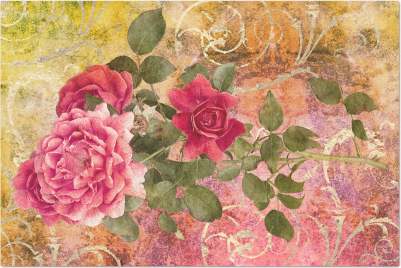 Decoupage Tissue Paper - Pink and Gold Roses (50.8cm x 76.2cm) - Rustic Farmhouse Charm
