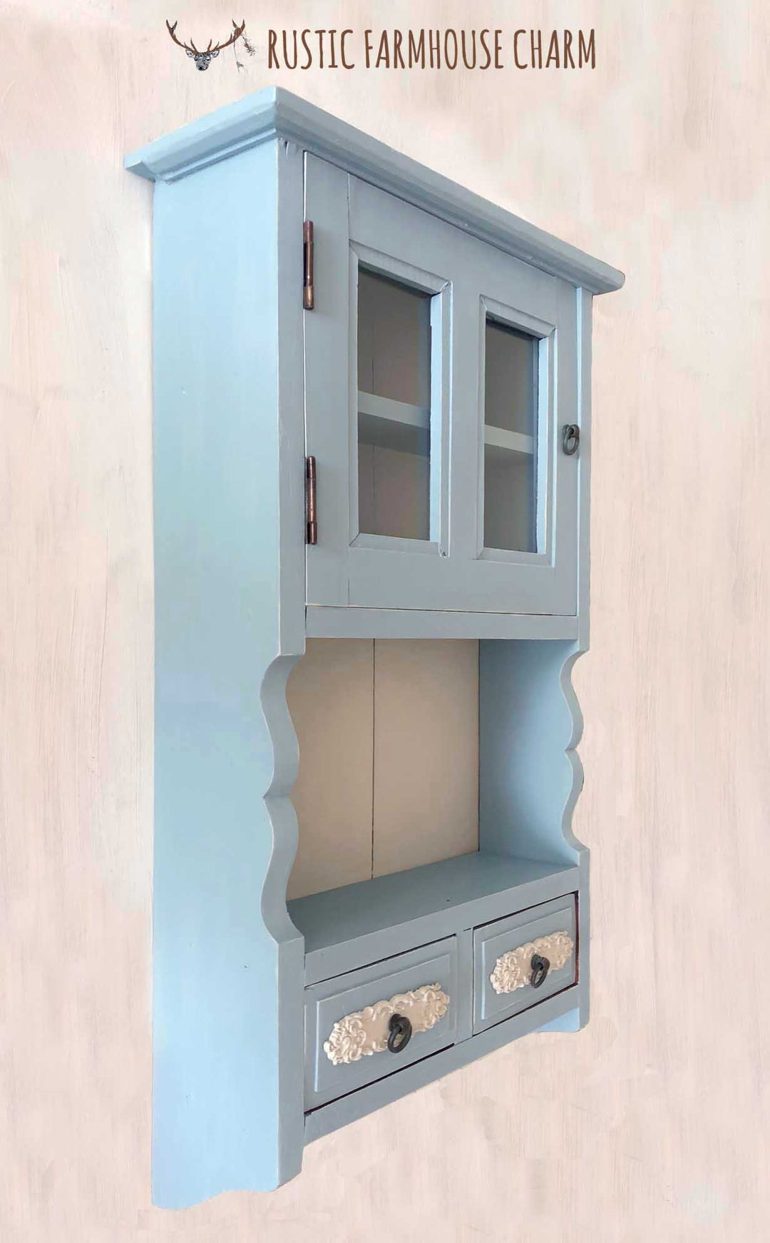 Country Blue Wall Cabinet - Rustic Farmhouse Charm