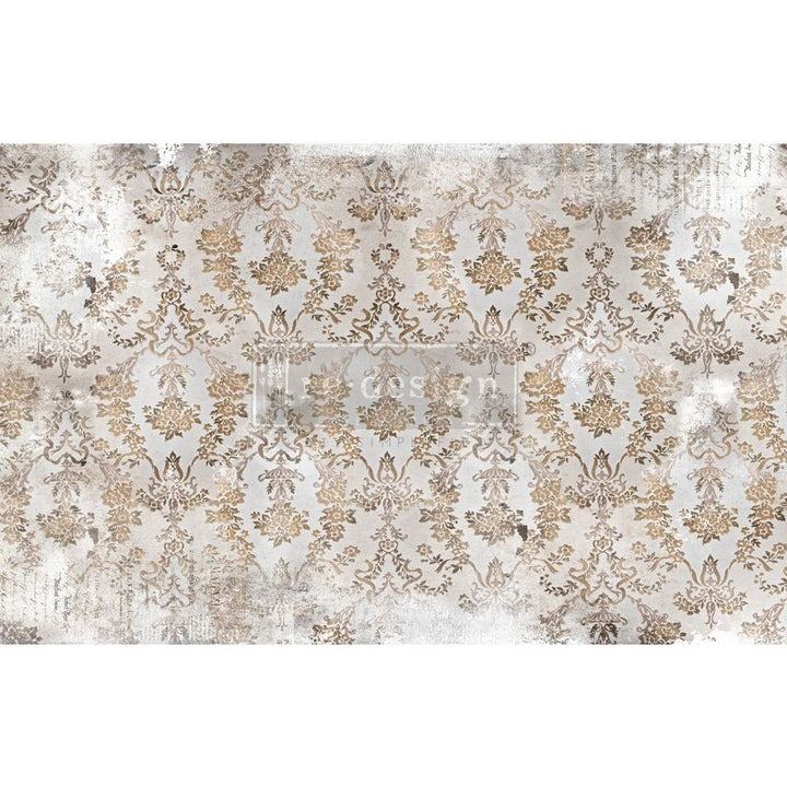 WASHED DAMASK Redesign Decoupage Paper (76.2cm x 48.26cm) - Rustic Farmhouse Charm