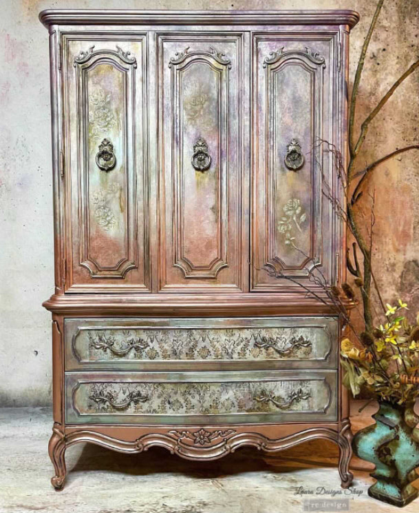WASHED DAMASK Redesign Decoupage Paper (76.2cm x 48.26cm) - Rustic Farmhouse Charm