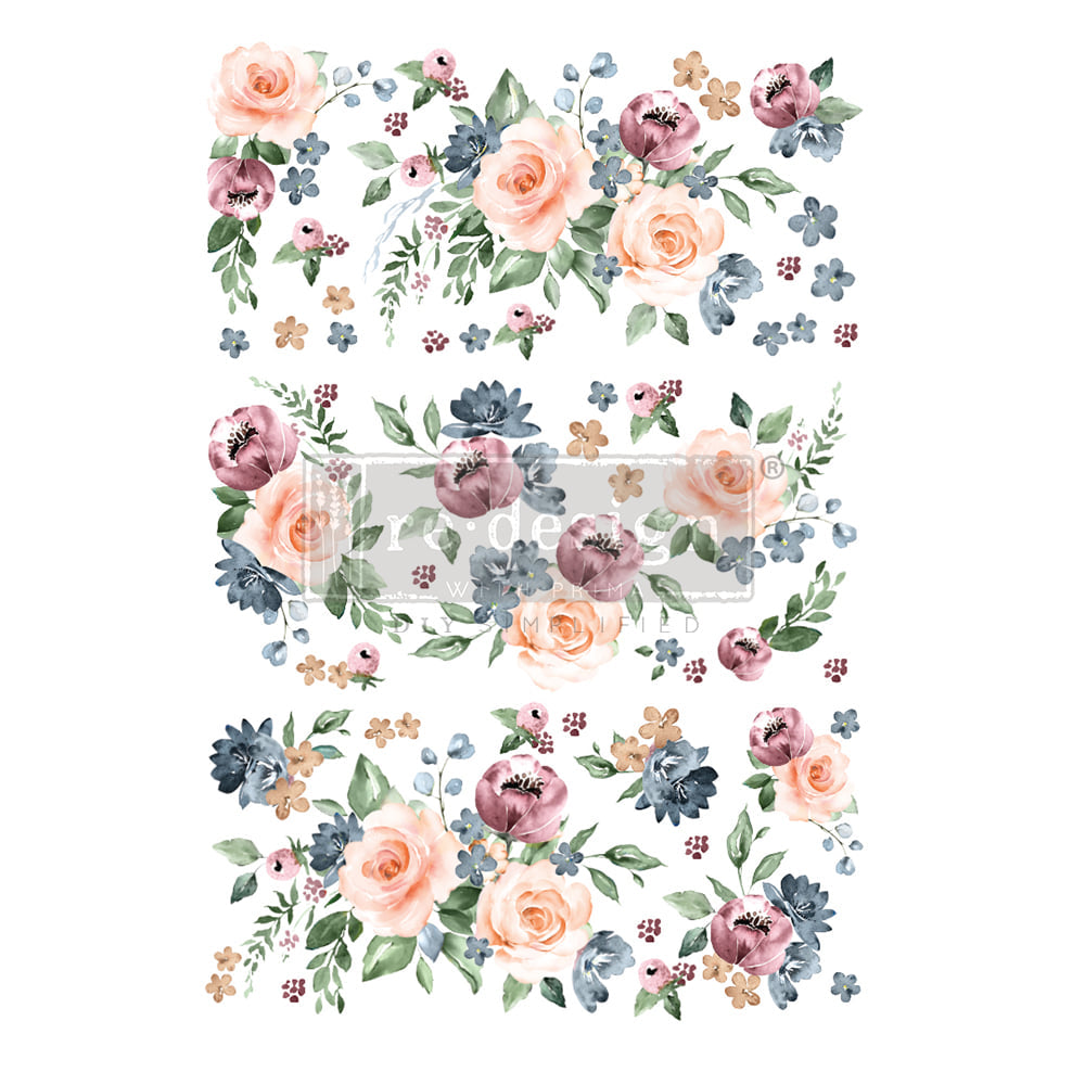 WATERCOLOUR BLOOM Redesign Transfer (60.96cm x 88.9cm) - Rustic Farmhouse Charm