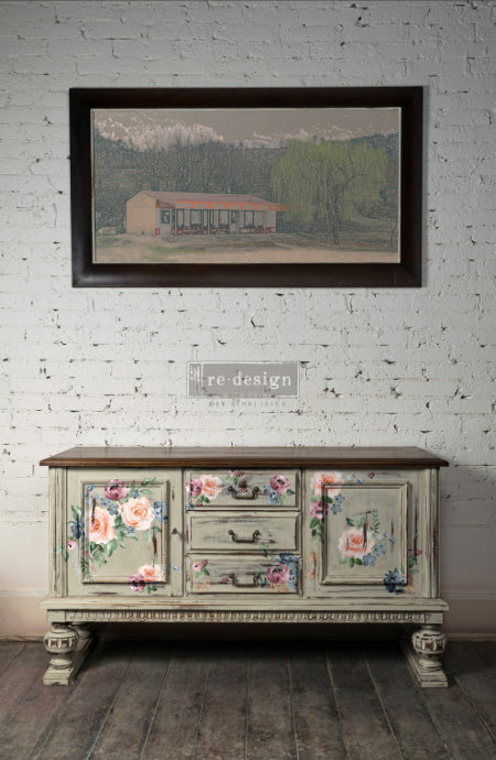 WATERCOLOUR BLOOM Redesign Transfer (60.96cm x 88.9cm) - Rustic Farmhouse Charm