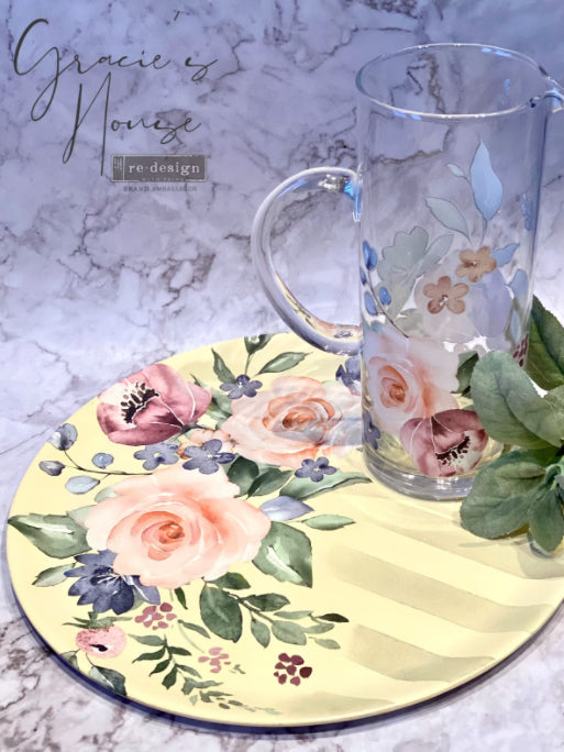 WATERCOLOUR BLOOM Redesign Transfer (60.96cm x 88.9cm) - Rustic Farmhouse Charm