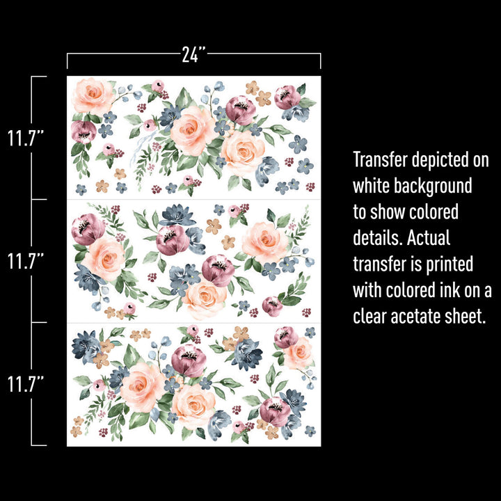WATERCOLOUR BLOOM Redesign Transfer (60.96cm x 88.9cm) - Rustic Farmhouse Charm