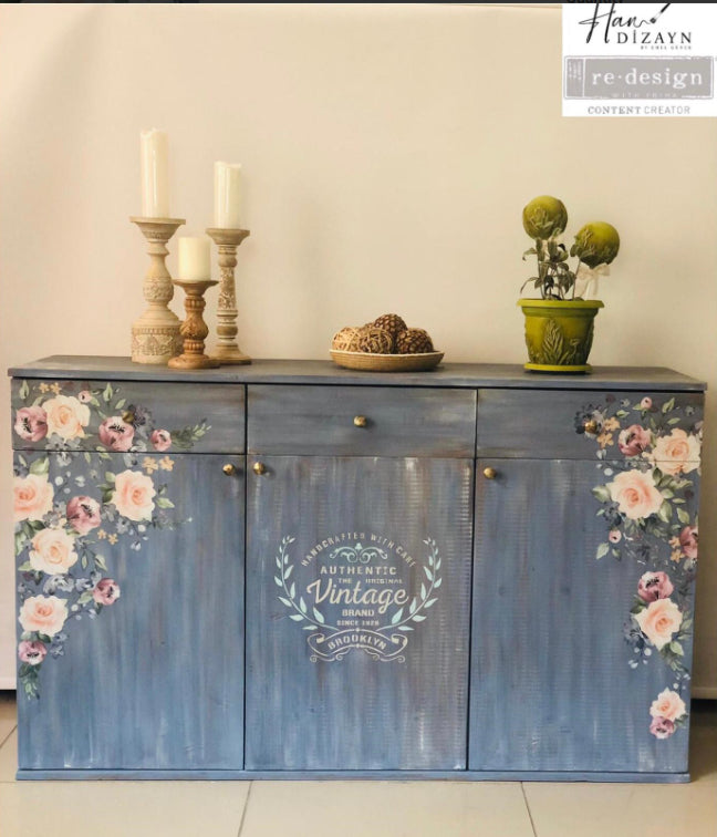 WATERCOLOUR BLOOM Redesign Transfer (60.96cm x 88.9cm) - Rustic Farmhouse Charm