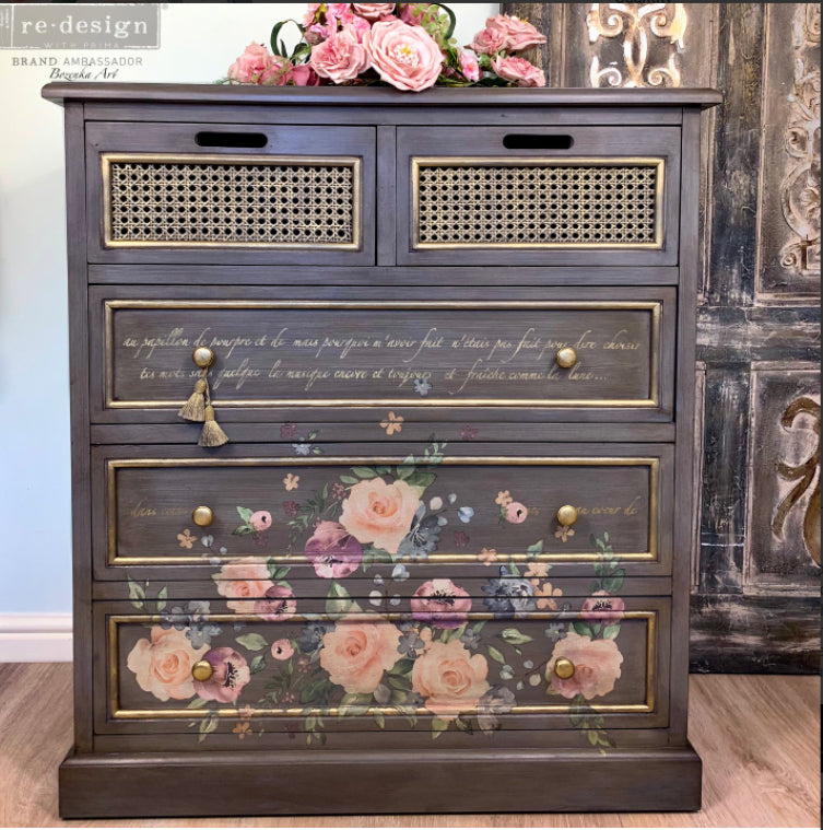 WATERCOLOUR BLOOM Redesign Transfer (60.96cm x 88.9cm) - Rustic Farmhouse Charm