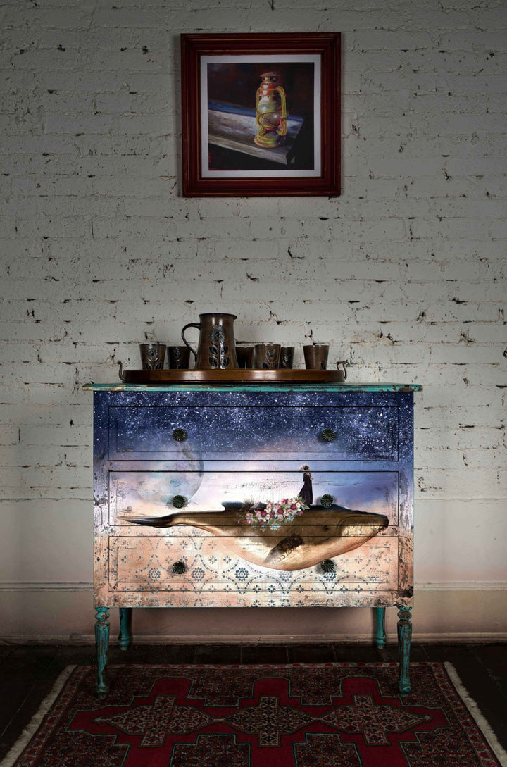 NEW! WHALE IN COSMOS Redesign A1 Decoupage Fibre Paper (59.44cm x 84.07cm) - Rustic Farmhouse Charm