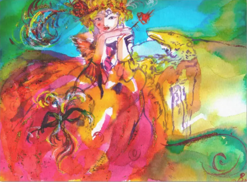 Decoupage Tissue Paper - Whimsical Venetian Lady Masquerade (43.18cm x 58.42cm) - Rustic Farmhouse Charm