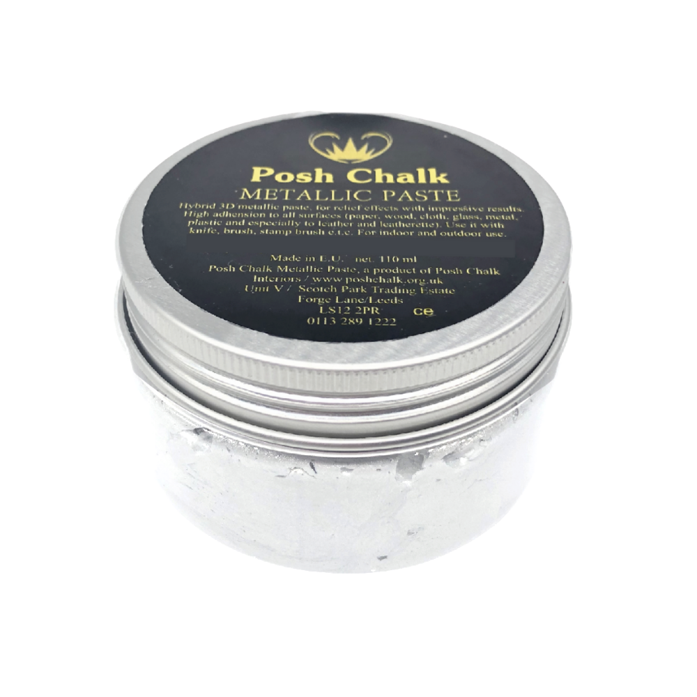 WHITE TITANIUM Smooth Metallic Paste by Posh Chalk (110ml) - Rustic Farmhouse Charm