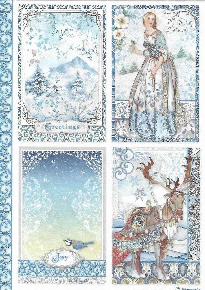 WINTER TALES CARDS Rice Paper by Stamperia (A4) - Rustic Farmhouse Charm