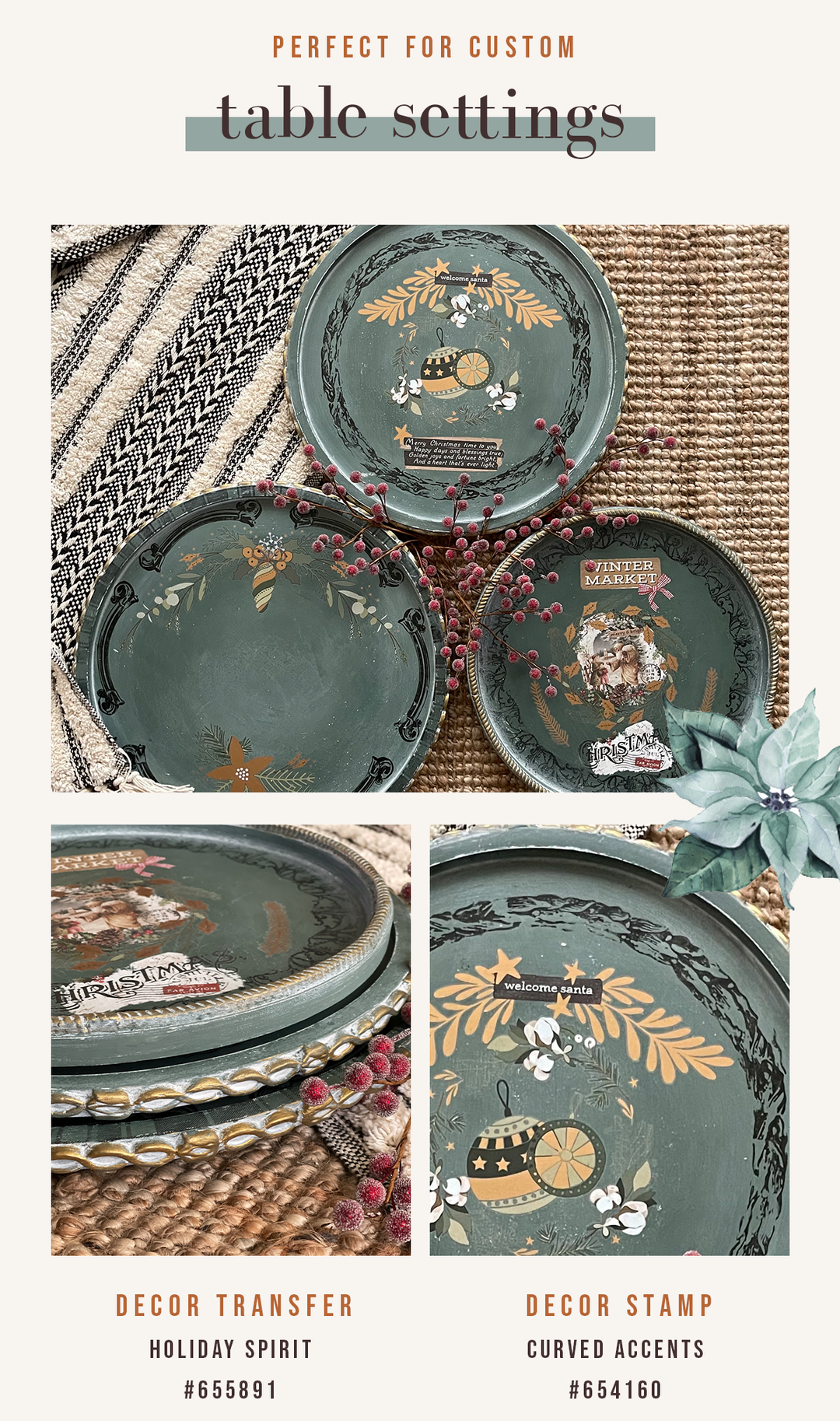 NEW! CURVED ACCENTS Redesign Décor Stamp 12"x12" - Rustic Farmhouse Charm