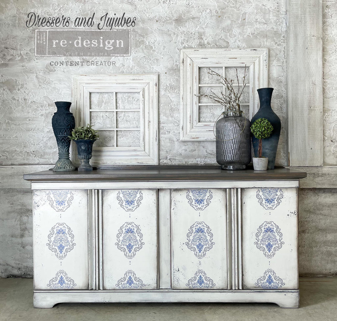 NEW! Kacha's DANA DAMASK Redesign Transfer (60.96cm x 88.9cm) - Rustic Farmhouse Charm