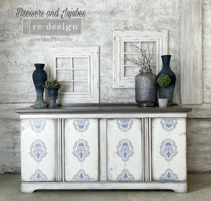 NEW! Kacha's DANA DAMASK Redesign Transfer (60.96cm x 88.9cm) - Rustic Farmhouse Charm