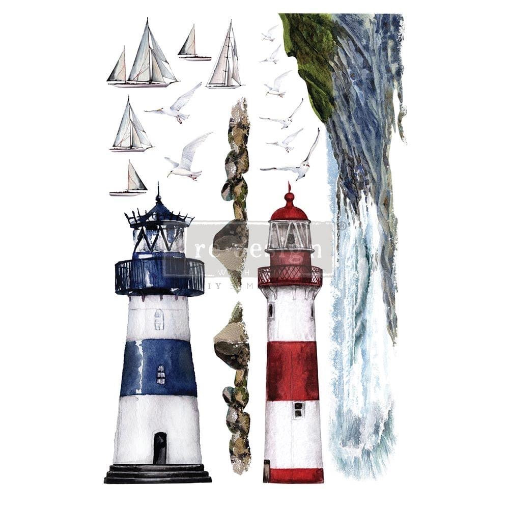 LIGHTHOUSE Redesign Transfer (86.36cm x 58.42cm) - Rustic Farmhouse Charm