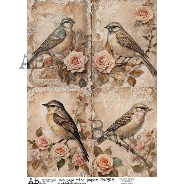 ABstudio Rice Paper - 2318 (A4) - Rustic Farmhouse Charm