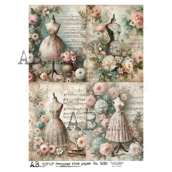 ABstudio Rice Paper - 5232 (A4) - Rustic Farmhouse Charm
