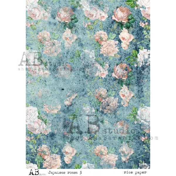ABstudio Rice Paper - 'JAPANESE ROSES 3' 54 (A4)