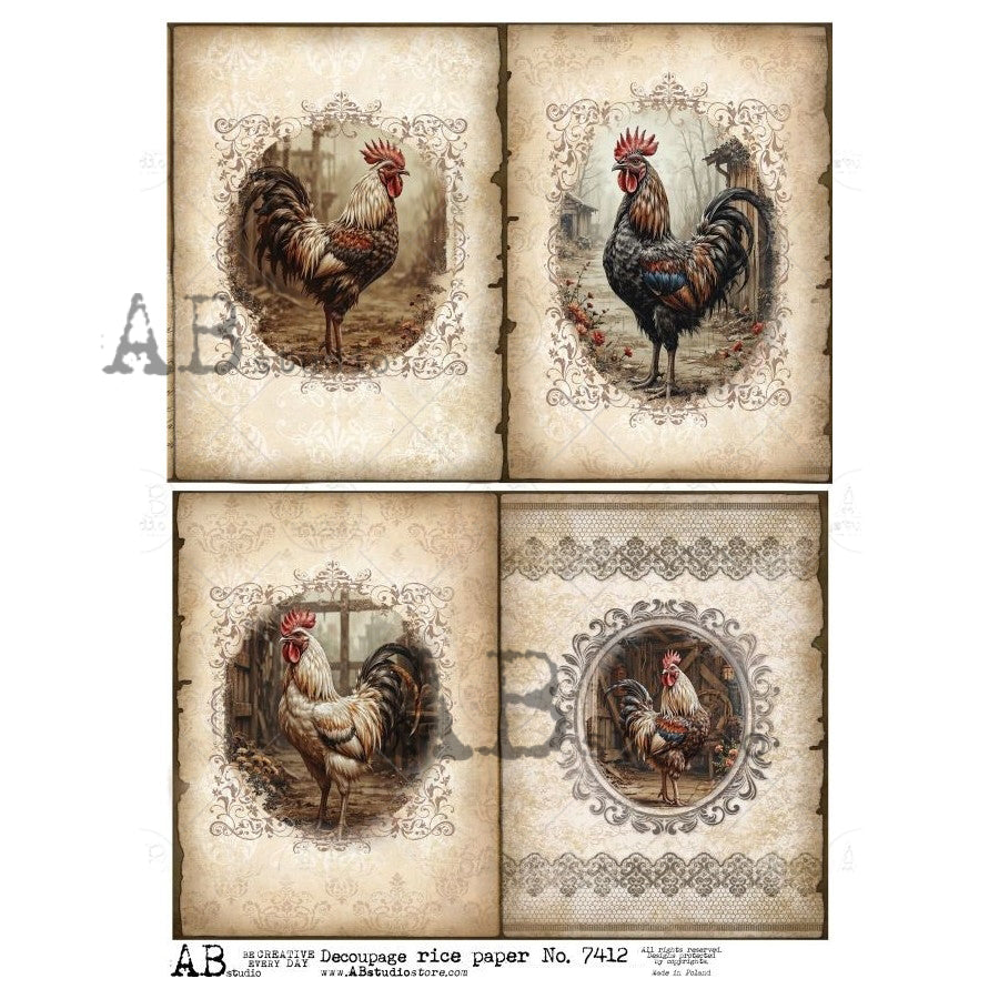 ABstudio Rice Paper - 7412 (A4) - Rustic Farmhouse Charm