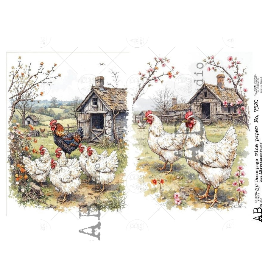 ABstudio Rice Paper - 7520 (A4) - Rustic Farmhouse Charm
